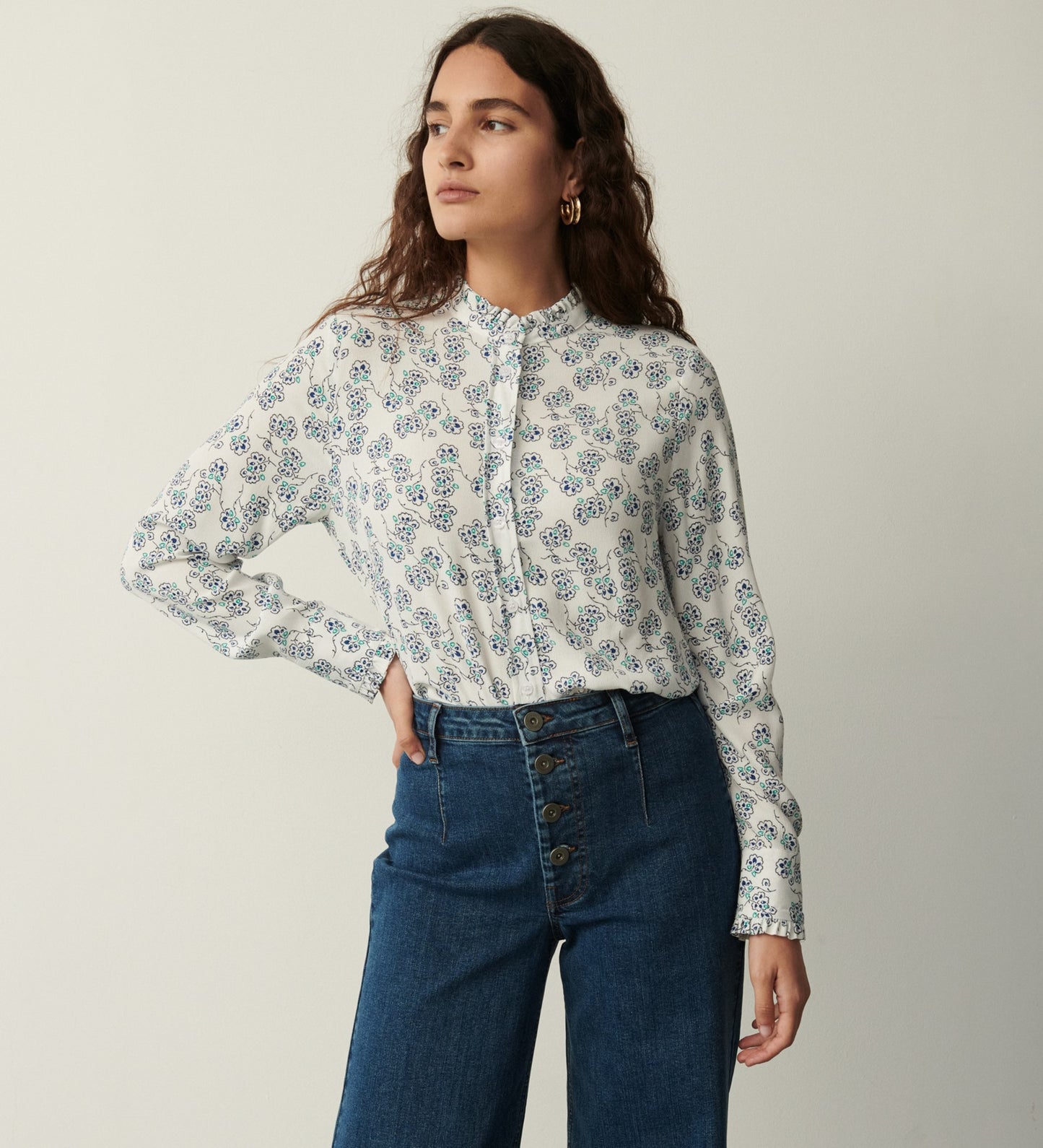 Megan Ivory Floral Blouse