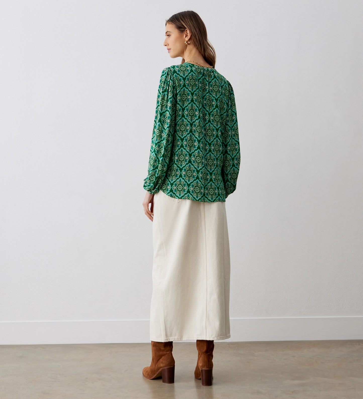 Lena Green Tile Blouse