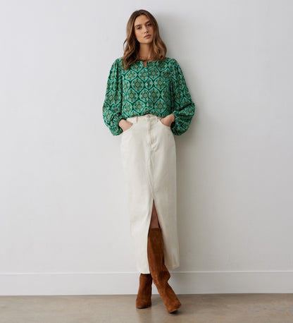 Lena Green Tile Blouse