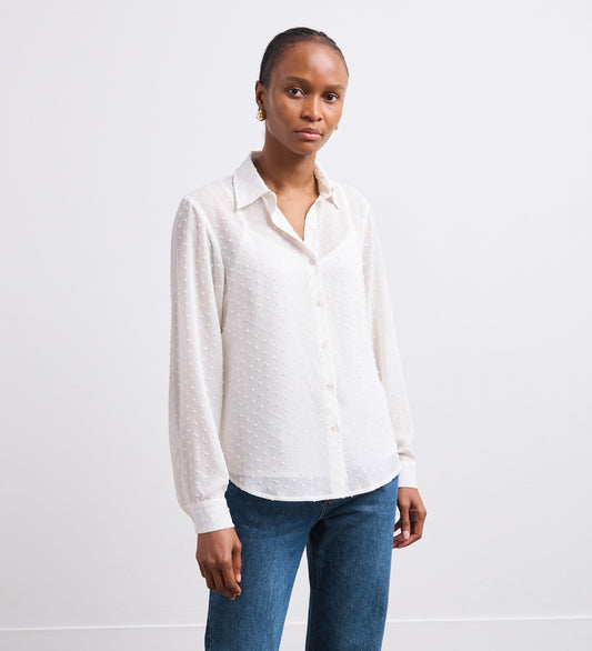 Janette Ivory Chiffon Blouse With Detachable Cami