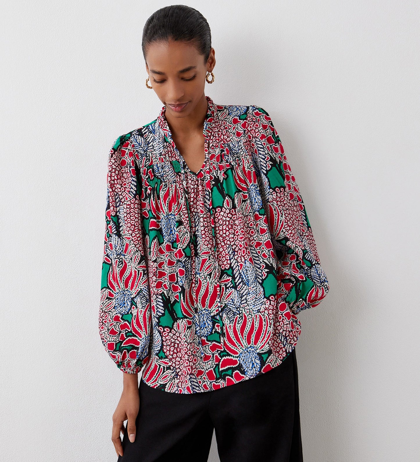 Kiya Pink Bloom Crepe Blouse