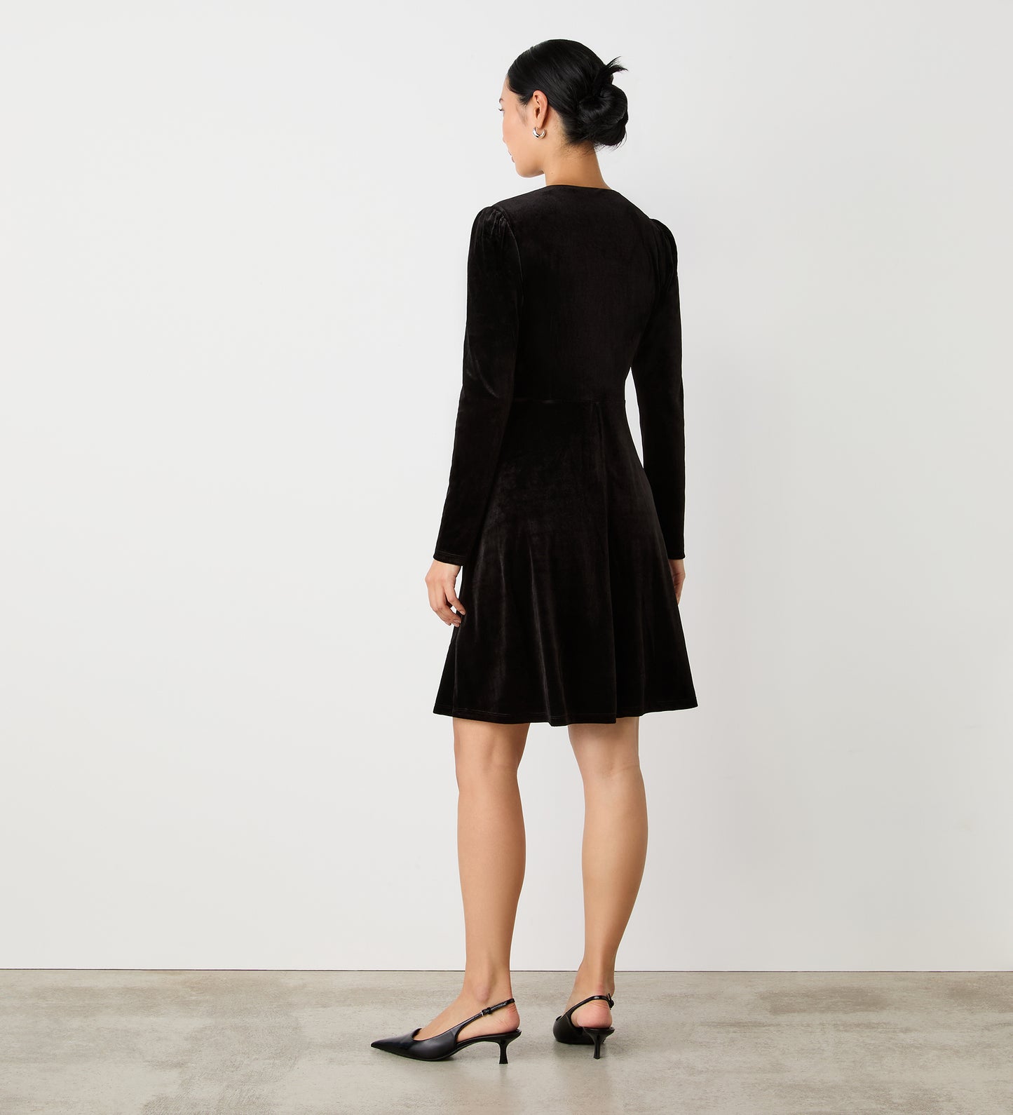 Rae Black Velvet Knee Length Dress