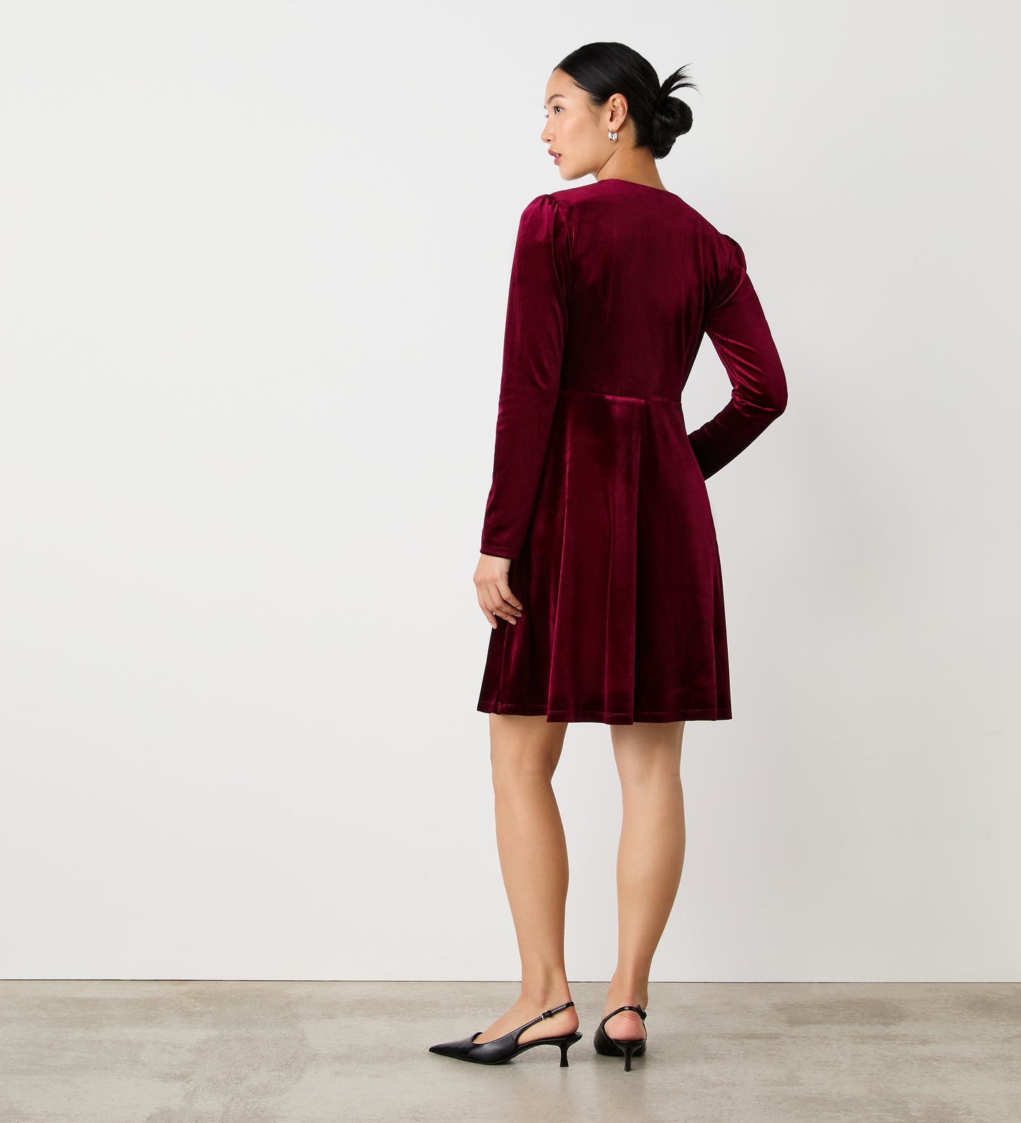 Rae Burgundy Velvet Knee Length Dress