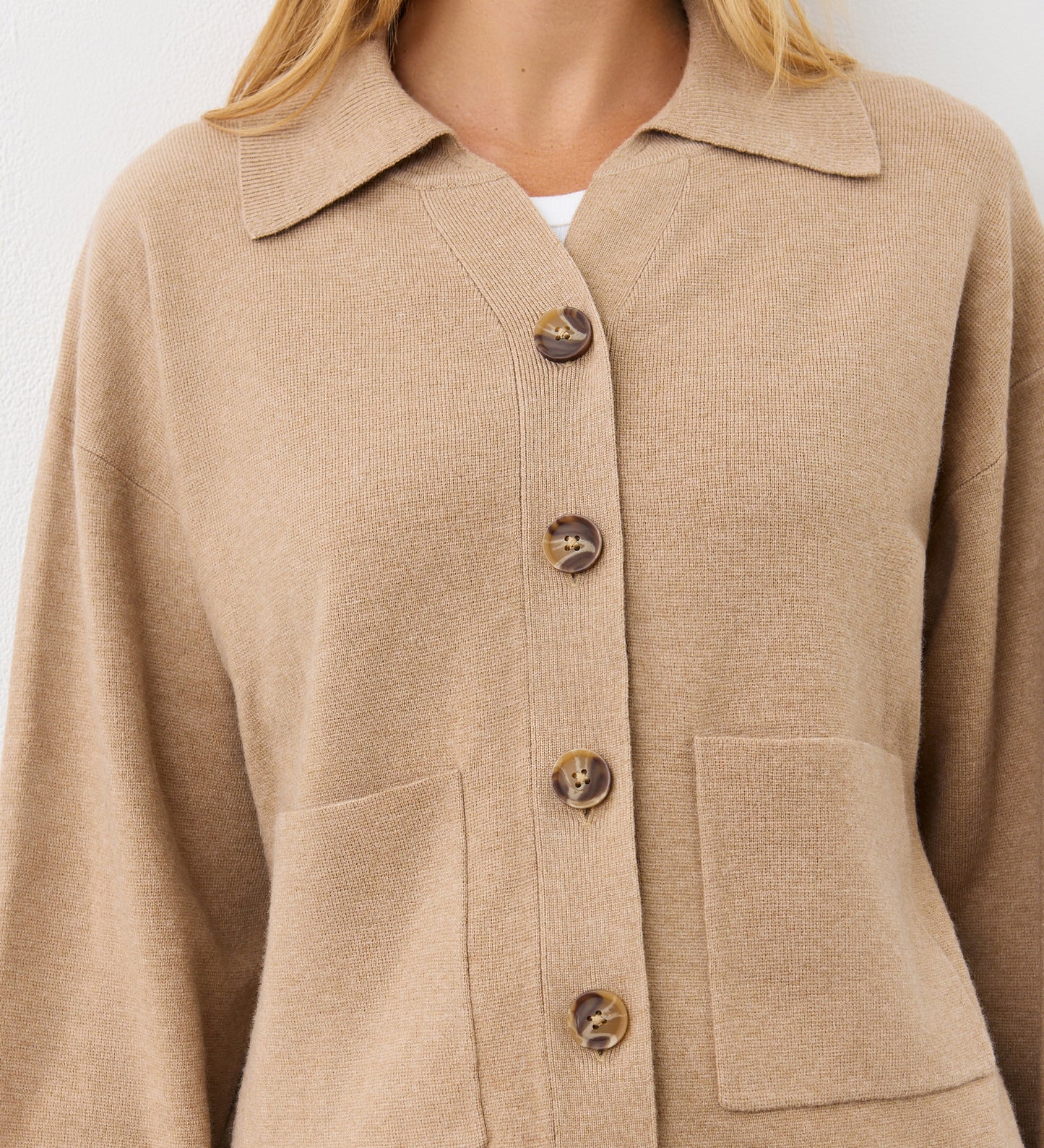 Raegan Beige Button Front Cardigan