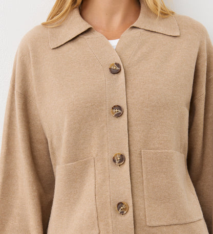 Raegan Beige Button Front Cardigan