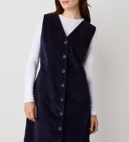 Reneka Navy Corduroy Knee Length Dress