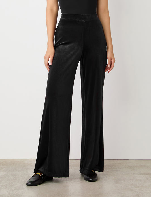 Reyna Black Velvet Wide Leg Trousers