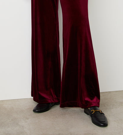 Reyna Burgundy Velvet Wide Leg Trousers