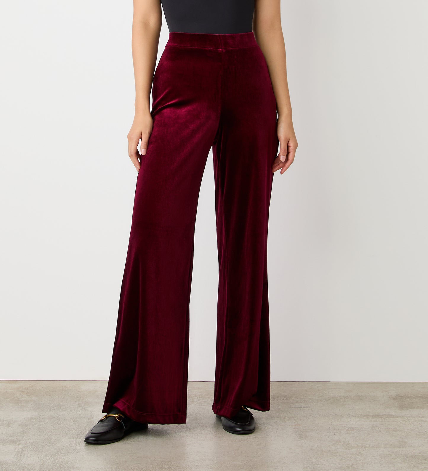 Reyna Burgundy Velvet Wide Leg Trousers