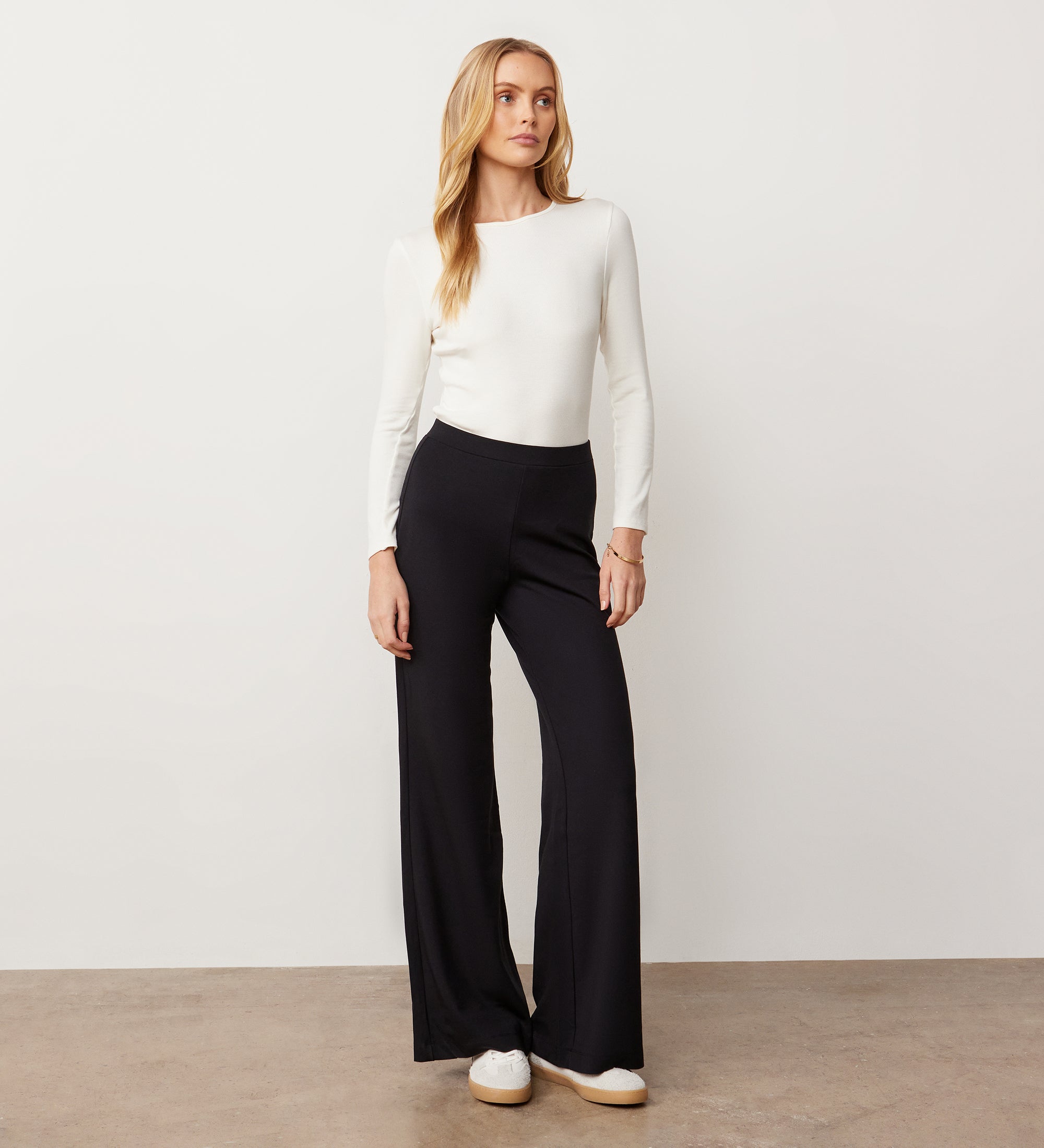 Reyna Black Ponte Wide Leg Trouser