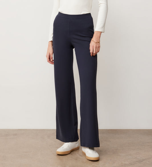 Reyna Navy Ponte Wide Leg Trousers