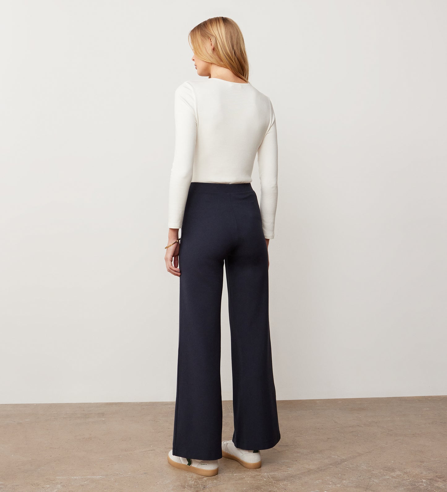 Reyna Navy Ponte Wide Leg Trousers