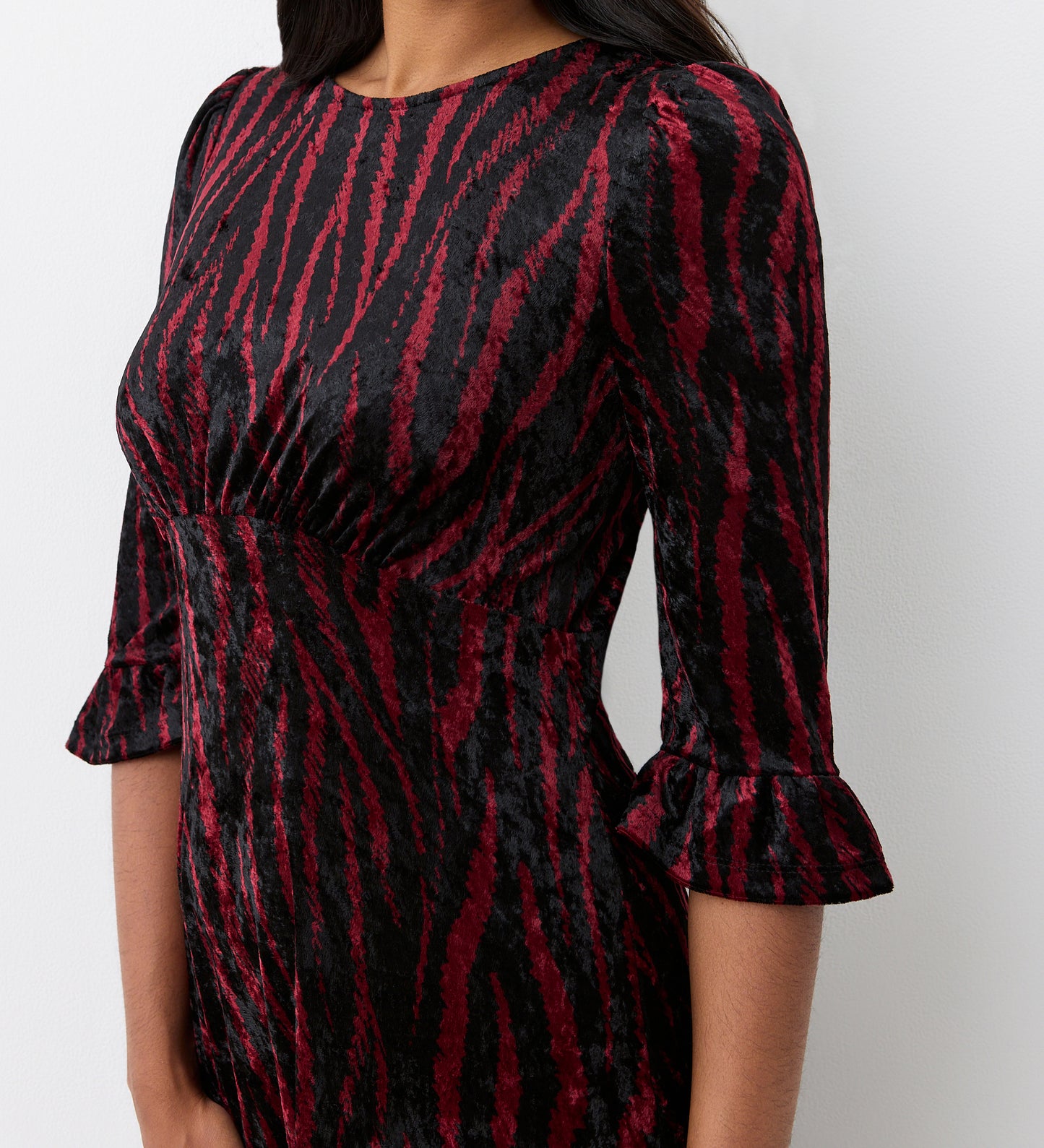 Rosaline Burgundy Zebra Midi Dress