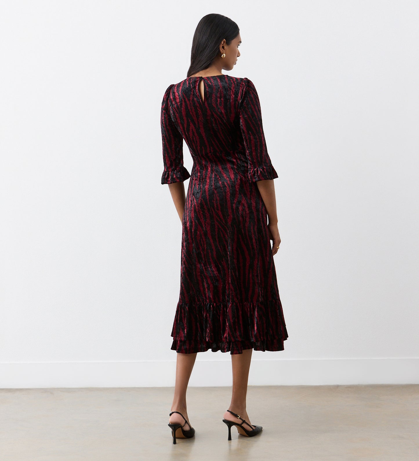 Rosaline Burgundy Zebra Midi Dress