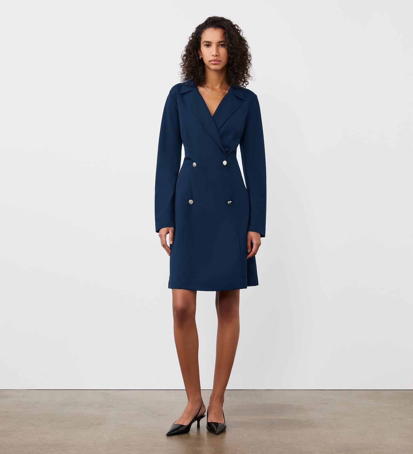 Rosita Navy Ponte Midi Dress