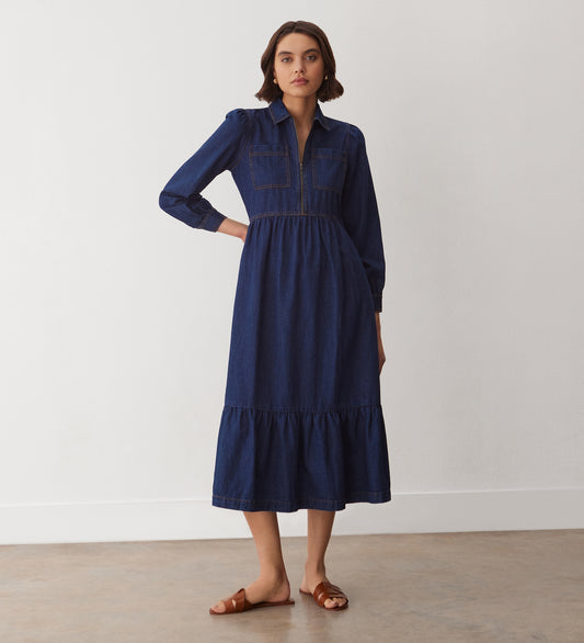 Roxy Mid Wash Denim Midi Dress