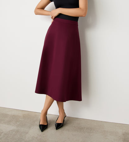 Ruth Burgundy Ponte Jersey Midi Skirt