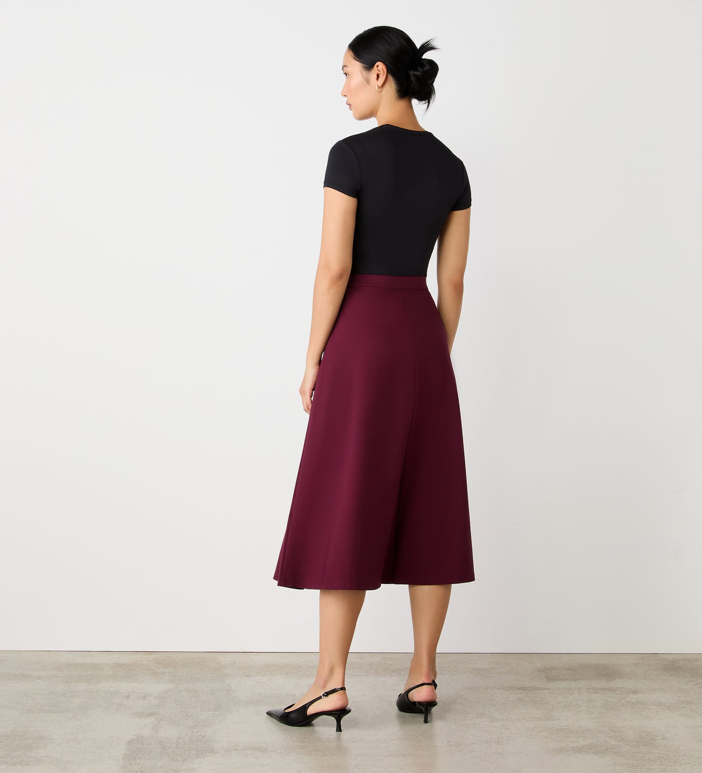 Ruth Burgundy Ponte Jersey Midi Skirt