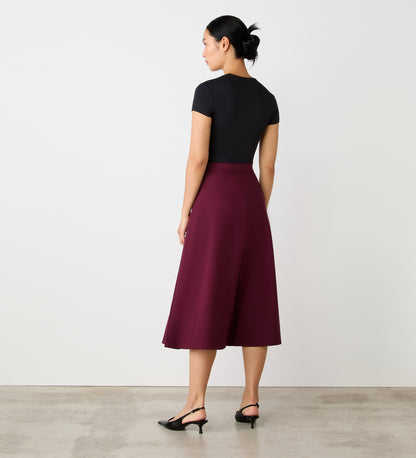 Ruth Burgundy Ponte Jersey Midi Skirt