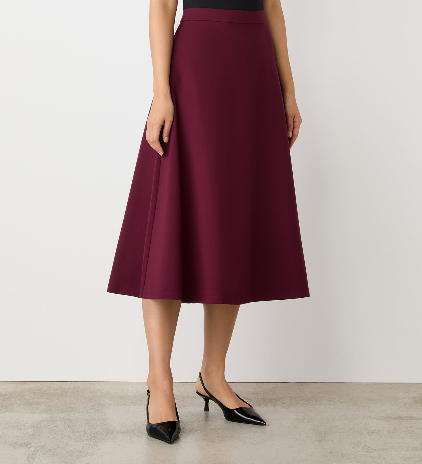 Ruth Burgundy Ponte Jersey Midi Skirt