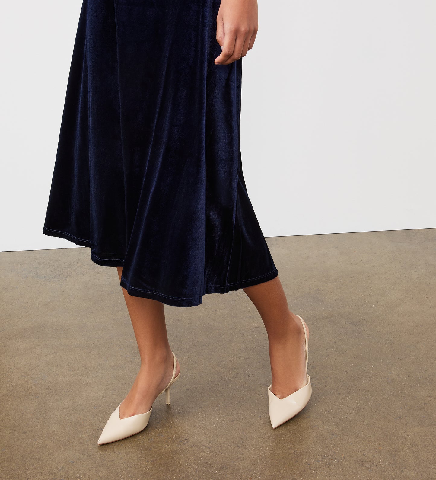 Ruth Navy Velvet Midi Skirt