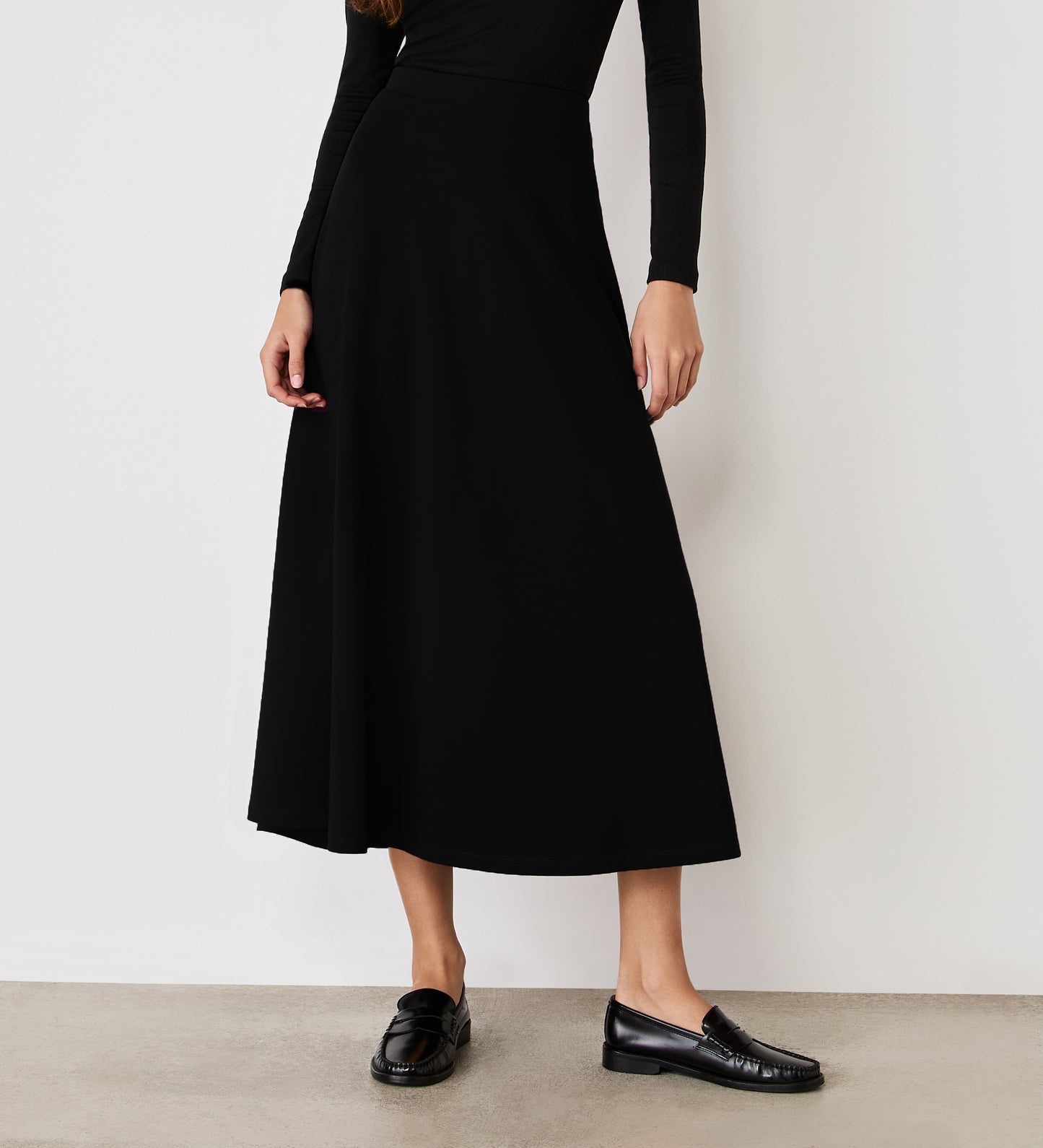 Ruth Black Ponte Jersey Midi Skirt