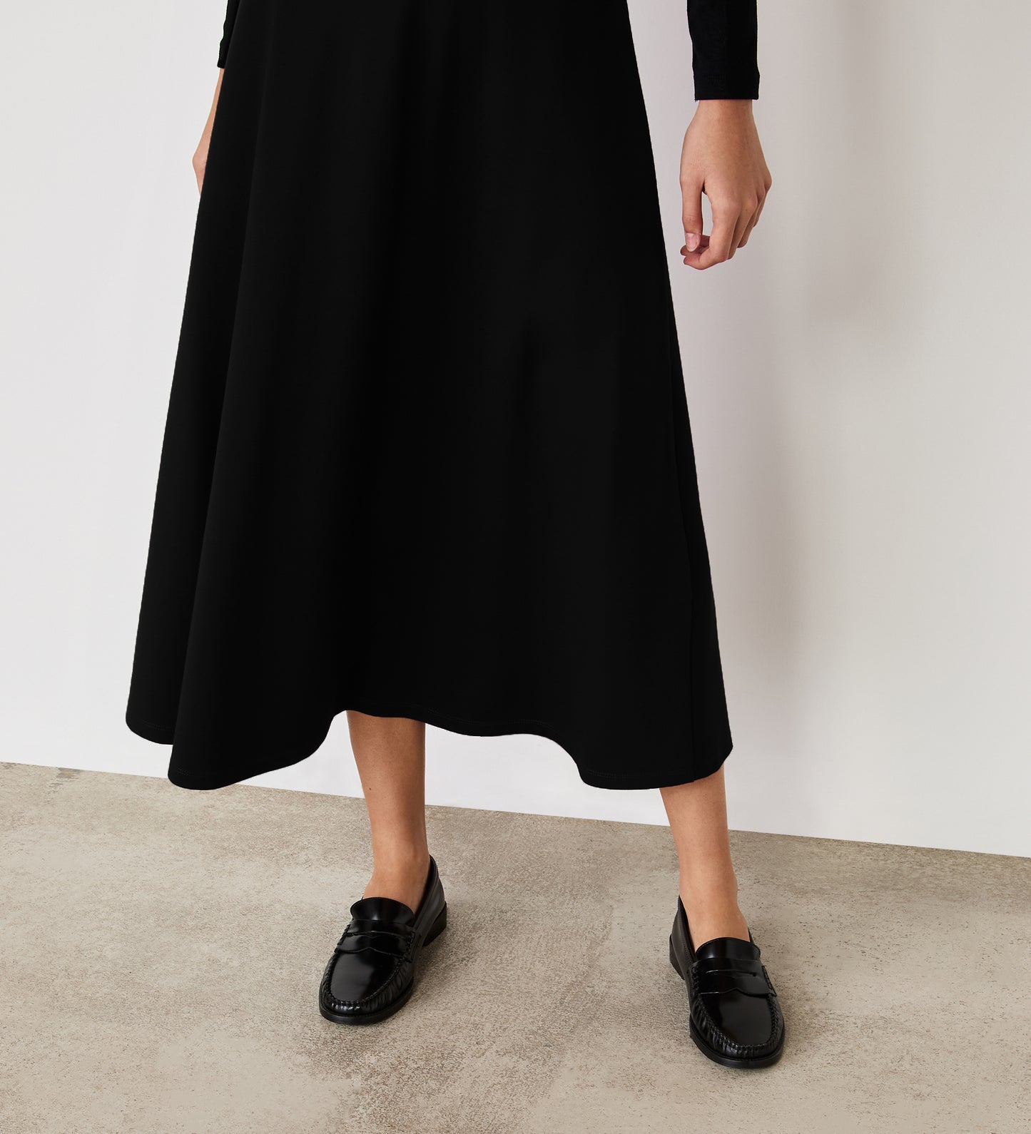 Ruth Black Ponte Jersey Midi Skirt