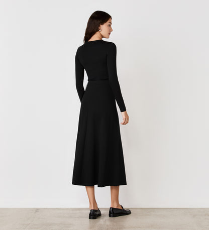 Ruth Black Ponte Jersey Midi Skirt