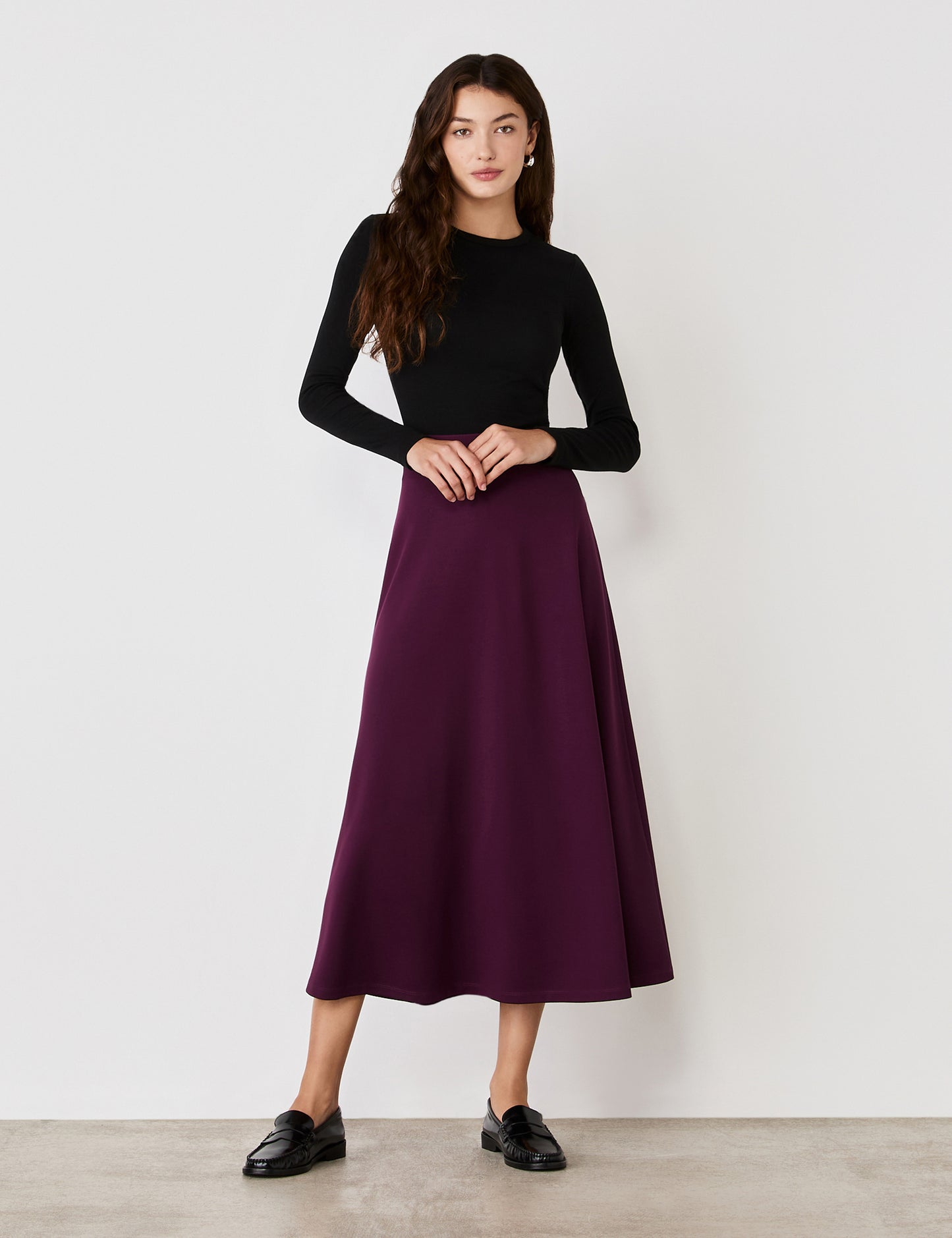 Ruth Purple Ponte Midi Skirt