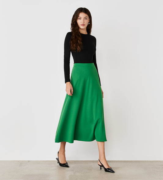 Ruth Green Ponte Jersey Midi Skirt