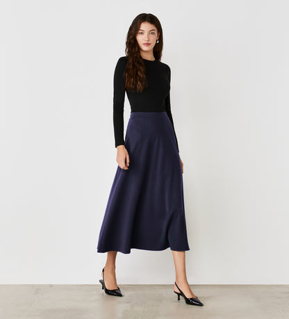 Ruth Navy Ponte Jersey Midi Skirt