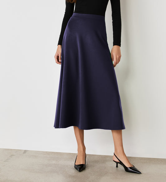 Ruth Navy Ponte Jersey Midi Skirt