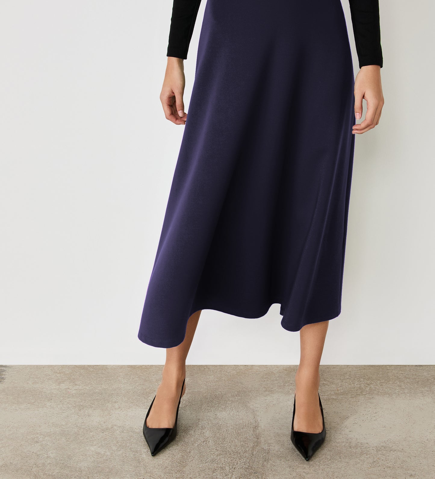 Ruth Navy Ponte Jersey Midi Skirt