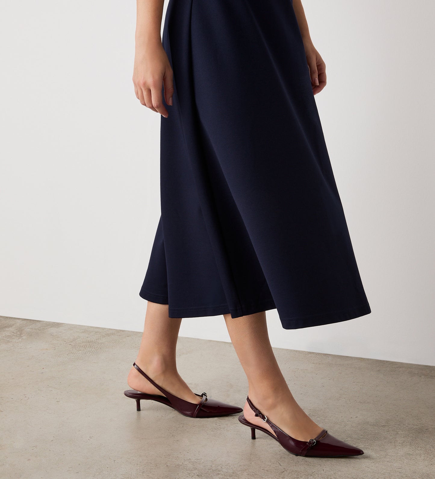 Ruth Navy Ponte Jersey Midi Skirt