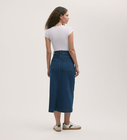 Rachel Mid Wash Denim Midi Skirt