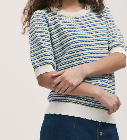 Rita Blue Stripe Short Sleeve Top