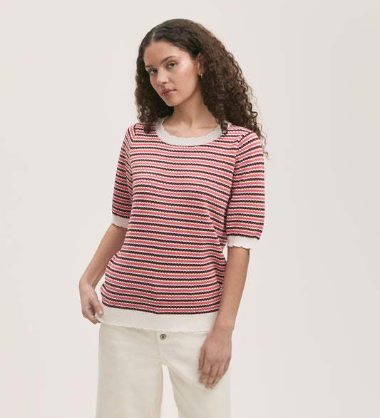 Rita Pink Stripe Short Sleeve Top