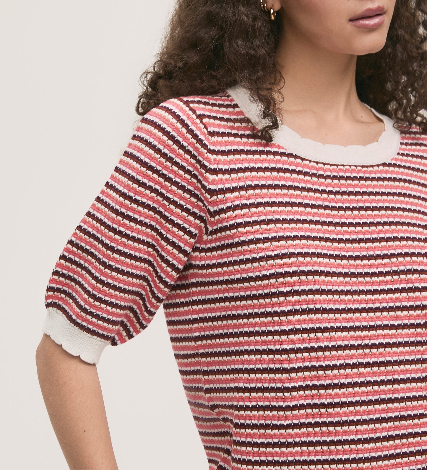 Rita Pink Stripe Short Sleeve Top