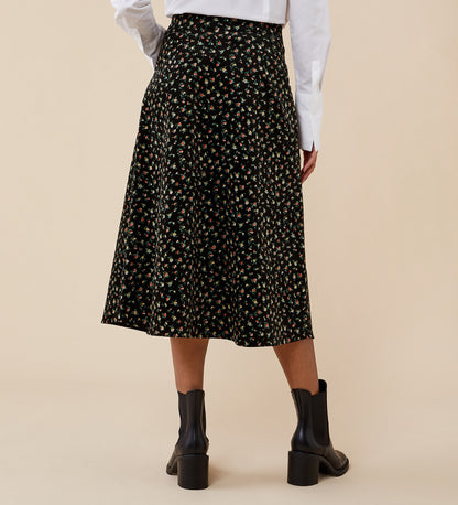 Emmalyn Printed Cotton Velveteen Skirt