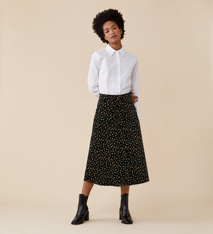 Emmalyn Printed Cotton Velveteen Skirt