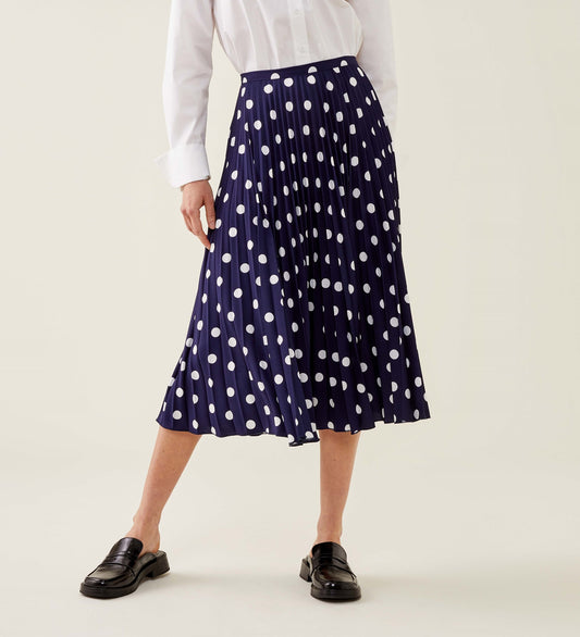 Lottie Navy Spot Chiffon Skirt