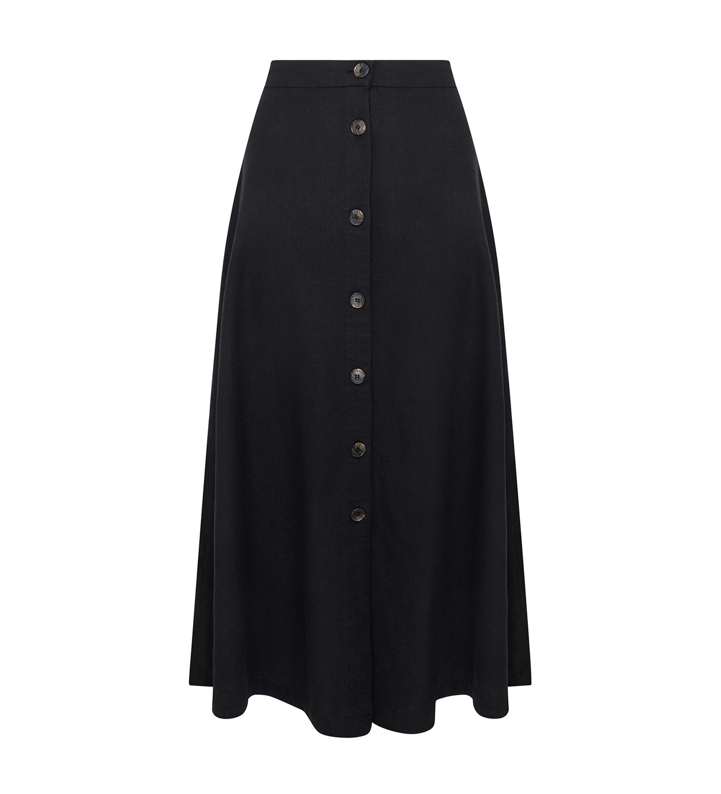 Ellis Linen Blend Black Midi Skirt