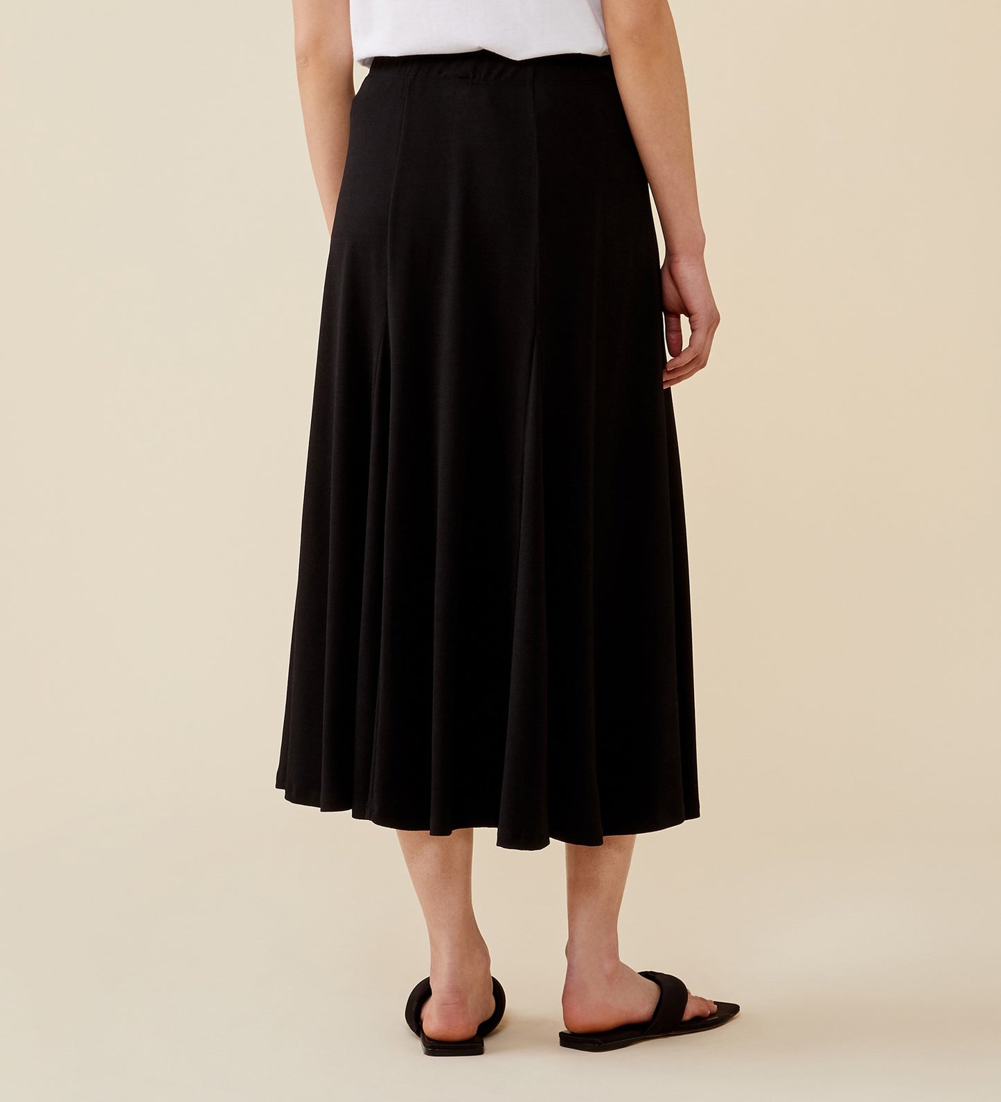 Ellis Linen Blend Black Midi Skirt