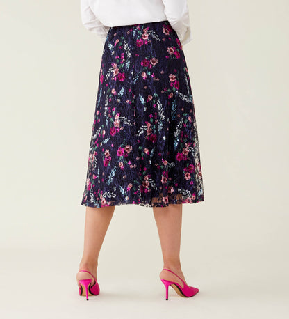 Steph Navy Floral Lace Skirt