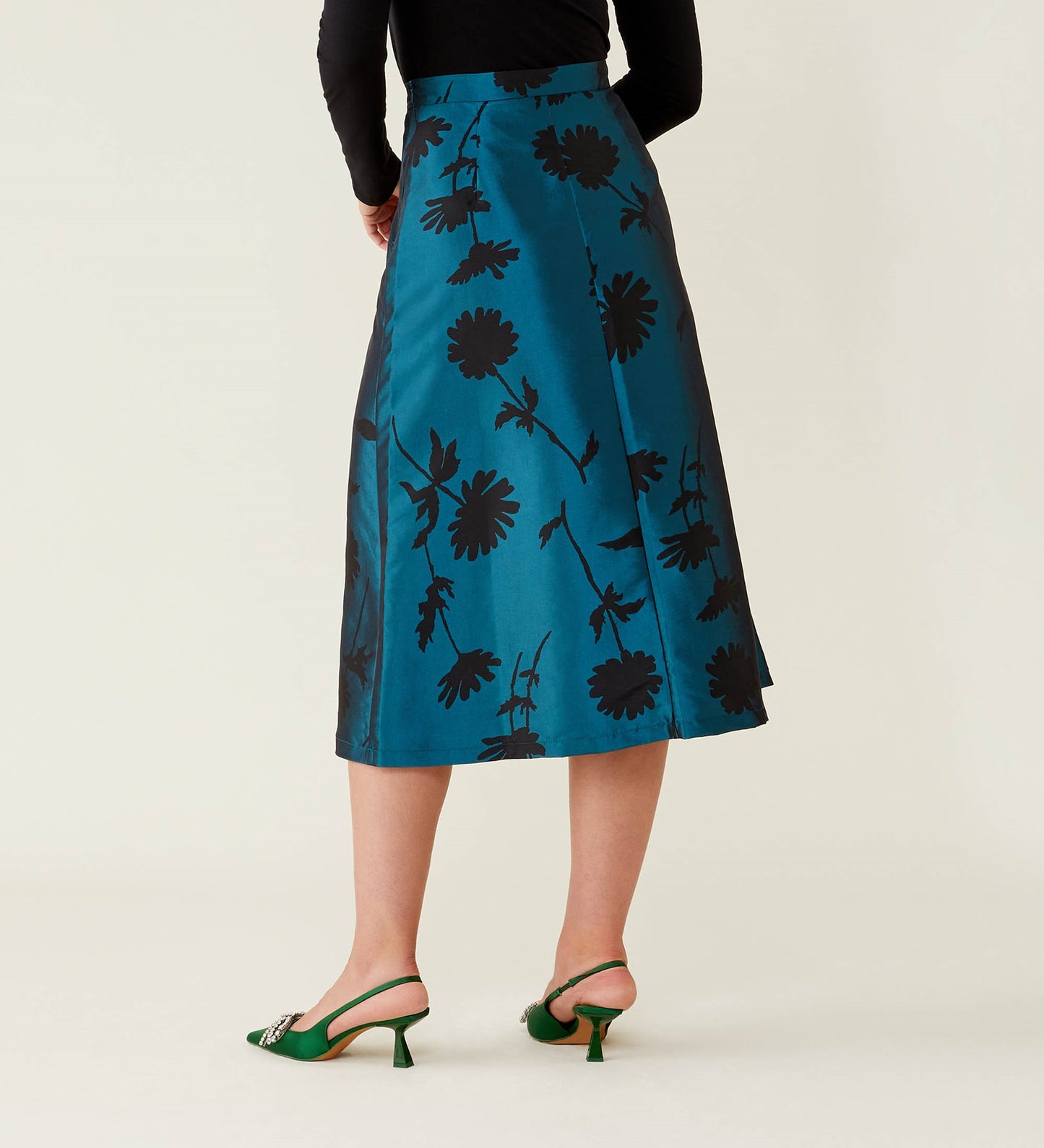 Naia Taffeta Teal Floral Skirt