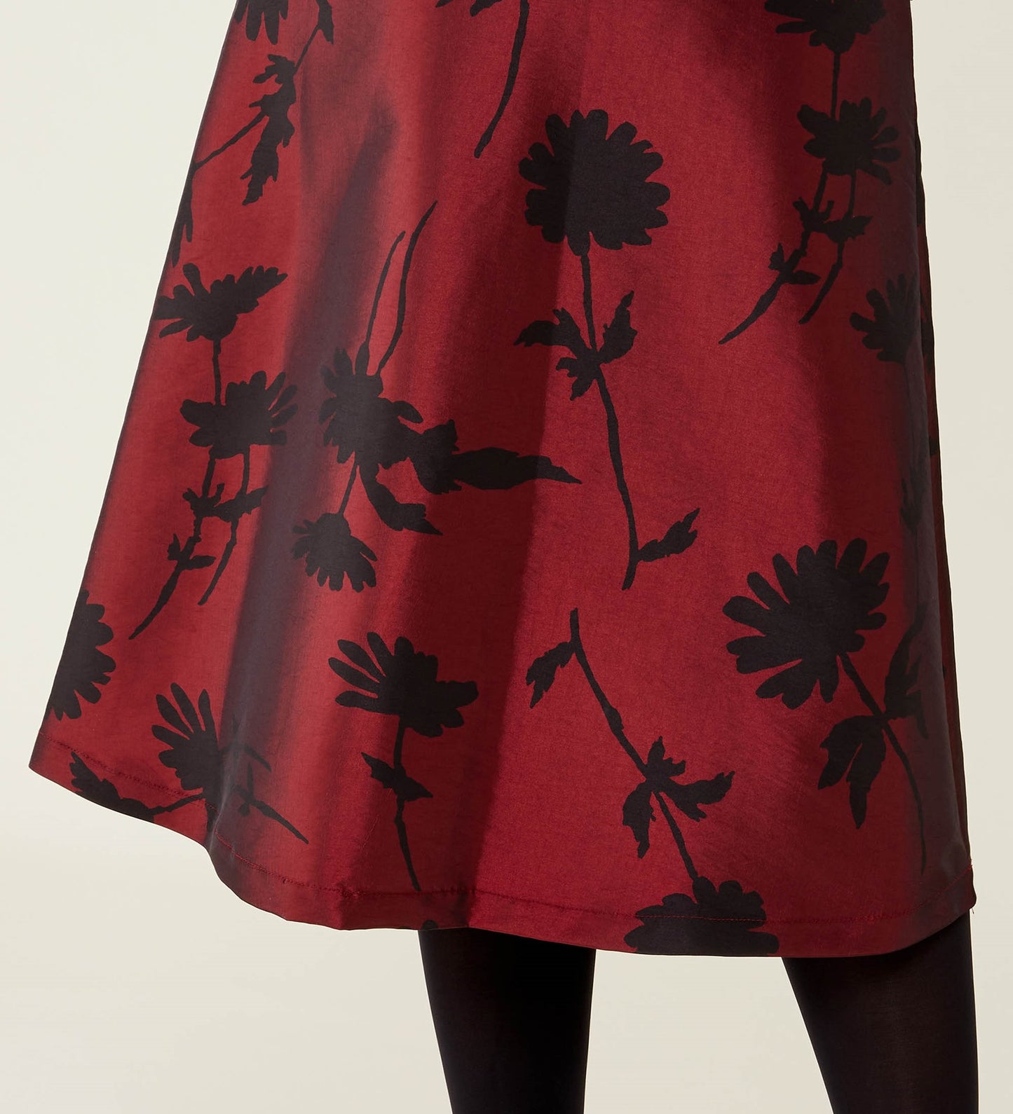 Naia Taffeta Burgundy Floral Skirt