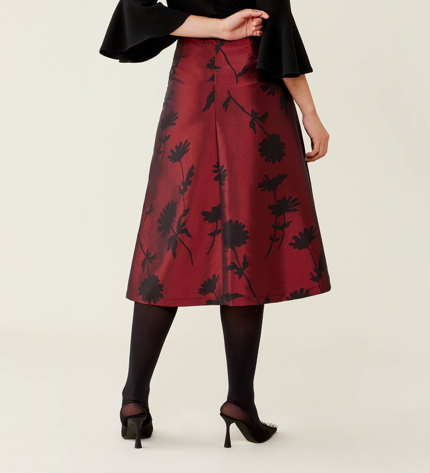 Naia Taffeta Burgundy Floral Skirt