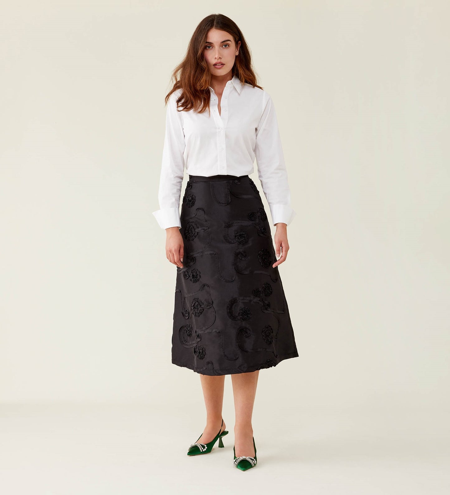 Naia Black Taffeta Skirt