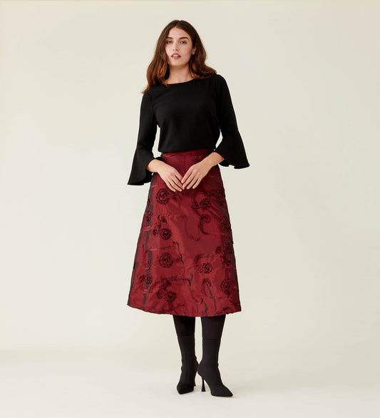 Naia Red Taffeta Skirt