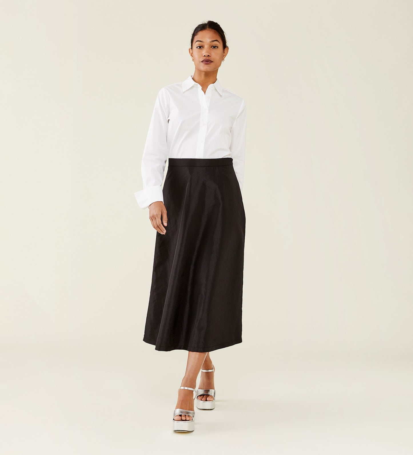 Naia Black Taffeta Skirt